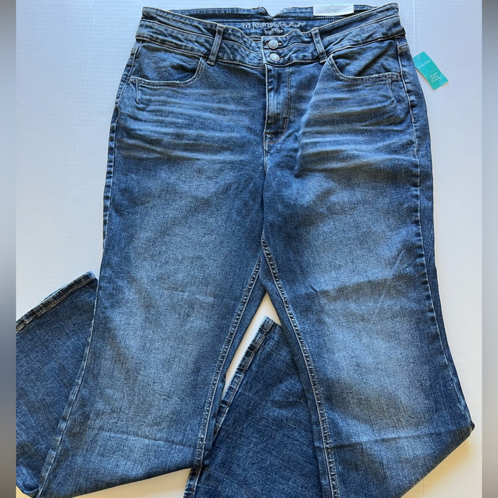 m jeans by maurices Flare High Rise Double Button Denim Jeans 18W - Picture 14 of 15